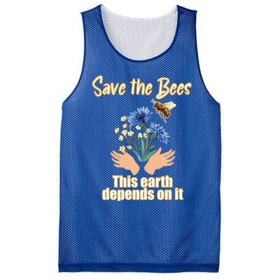 Save The Bees This Earth Depends On It Earth Life Gift Mesh Reversible Basketball Jersey Tank