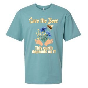 Save The Bees This Earth Depends On It Earth Life Gift Sueded Cloud Jersey T-Shirt