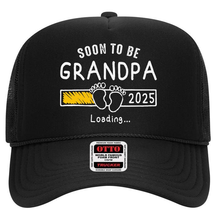 Soon To Be Grandpa 2025 Loading Promoted To Grandpa 2025 Gift High Crown Mesh Back Trucker Hat