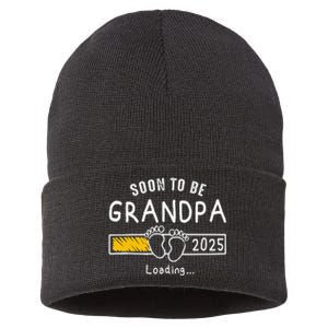 Soon To Be Grandpa 2025 Loading Promoted To Grandpa 2025 Gift Sustainable Knit Beanie