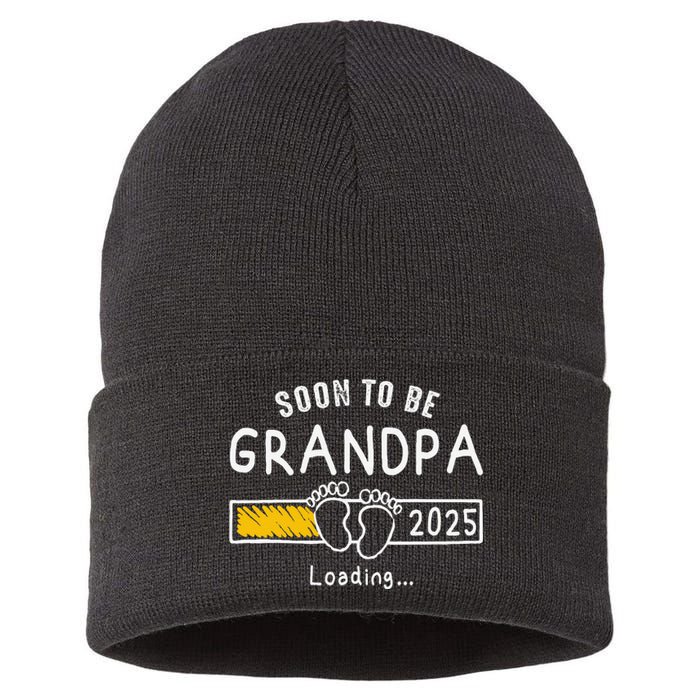 Soon To Be Grandpa 2025 Loading Promoted To Grandpa 2025 Gift Sustainable Knit Beanie