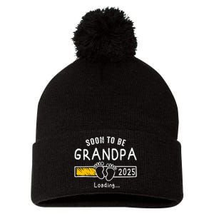 Soon To Be Grandpa 2025 Loading Promoted To Grandpa 2025 Gift Pom Pom 12in Knit Beanie