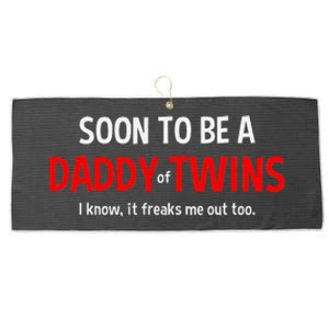 Soon To Be A Daddy Of Twins Expecting Father Large Microfiber Waffle Golf Towel