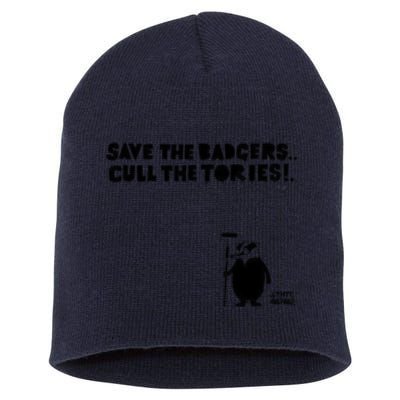 Save The Badgers Cull The Tories Short Acrylic Beanie