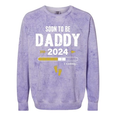 Soon To Be Daddy 2024 Loading Father Pregnancy Birth Baby Colorblast Crewneck Sweatshirt