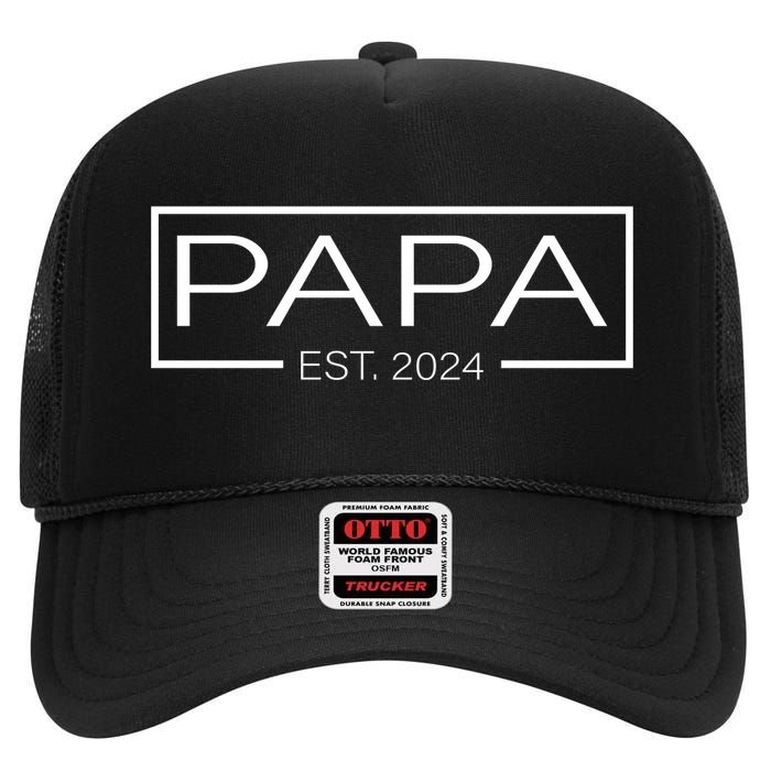 Soon To Be Papa 2024 Fatherhood Celebration High Crown Mesh Back Trucker Hat