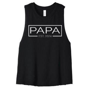 Soon To Be Papa 2024 Fatherhood Celebration Women's Racerback Cropped Tank