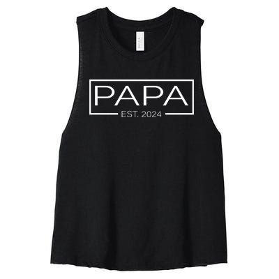 Soon To Be Papa 2024 Fatherhood Celebration Women's Racerback Cropped Tank