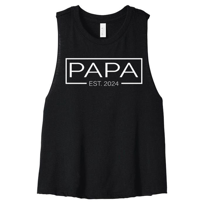 Soon To Be Papa 2024 Fatherhood Celebration Women's Racerback Cropped Tank