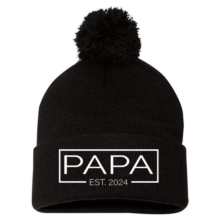 Soon To Be Papa 2024 Fatherhood Celebration Pom Pom 12in Knit Beanie