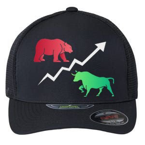 Stock Trading Bull And Bear Day Trader Stock Investor Flexfit Unipanel Trucker Cap