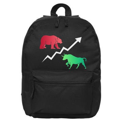 Stock Trading Bull And Bear Day Trader Stock Investor 16 in Basic Backpack