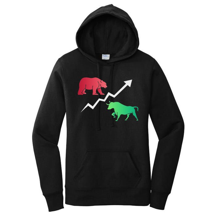 Stock Trading Bull And Bear Day Trader Stock Investor Women's Pullover Hoodie