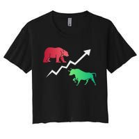 Stock Trading Bull And Bear Day Trader Stock Investor Women's Crop Top Tee