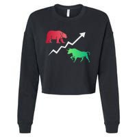 Stock Trading Bull And Bear Day Trader Stock Investor Cropped Pullover Crew