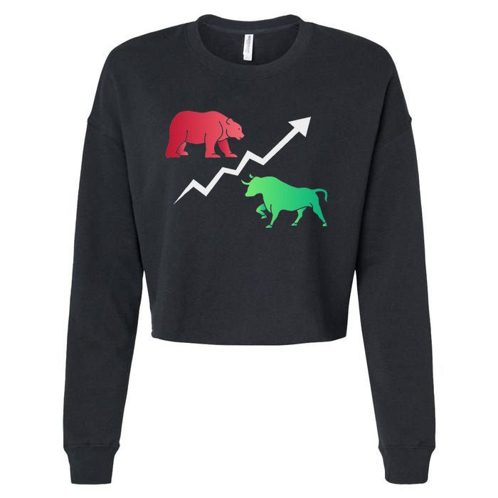 Stock Trading Bull And Bear Day Trader Stock Investor Cropped Pullover Crew