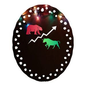 Stock Trading Bull And Bear Day Trader Stock Investor Ceramic Oval Ornament