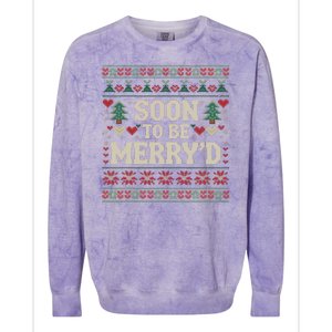 Soon To Be MerryD Engaged Couples Matching Ugly Christmas Colorblast Crewneck Sweatshirt