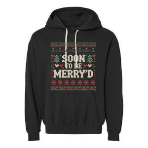 Soon To Be MerryD Engaged Couples Matching Ugly Christmas Garment-Dyed Fleece Hoodie