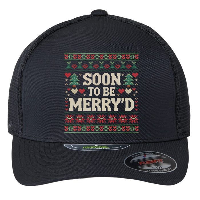 Soon To Be MerryD Engaged Couples Matching Ugly Christmas Flexfit Unipanel Trucker Cap