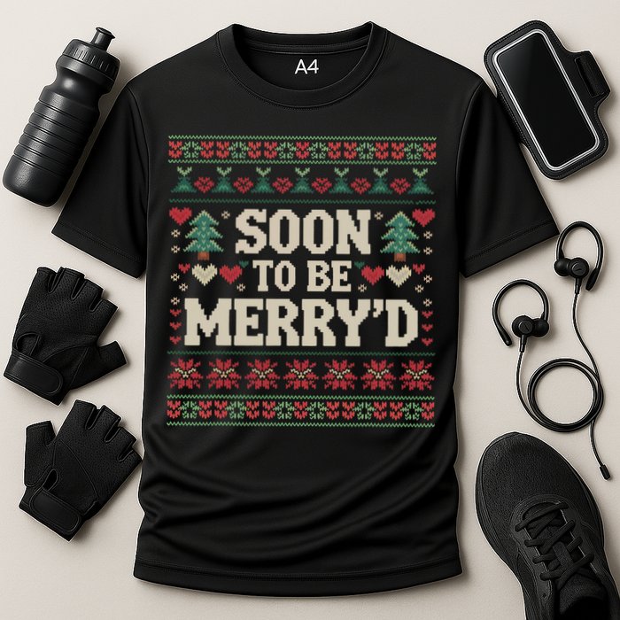 Soon To Be MerryD Engaged Couples Matching Ugly Christmas Cooling Performance Crew T-Shirt