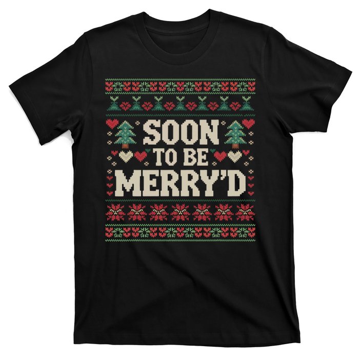 Soon To Be MerryD Engaged Couples Matching Ugly Christmas T-Shirt