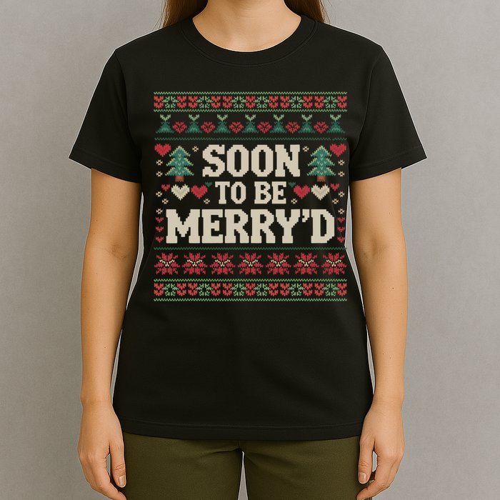 Soon To Be MerryD Engaged Couples Matching Ugly Christmas T-Shirt