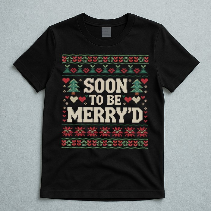 Soon To Be MerryD Engaged Couples Matching Ugly Christmas T-Shirt