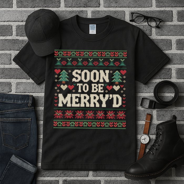 Soon To Be MerryD Engaged Couples Matching Ugly Christmas Tall T-Shirt