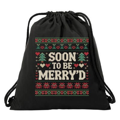 Soon To Be MerryD Engaged Couples Matching Ugly Christmas Drawstring Bag