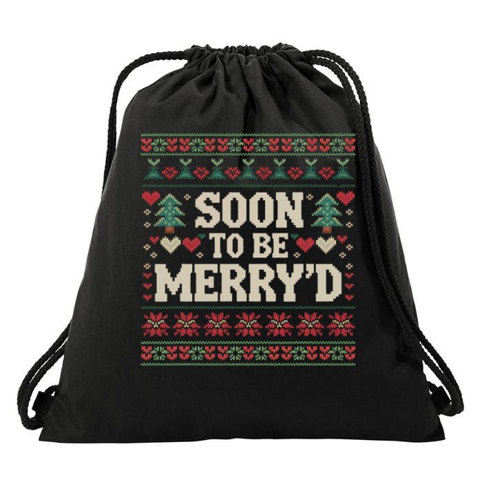 Soon To Be MerryD Engaged Couples Matching Ugly Christmas Drawstring Bag