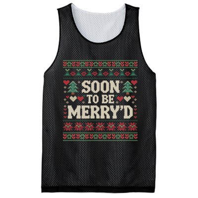 Soon To Be MerryD Engaged Couples Matching Ugly Christmas Mesh Reversible Basketball Jersey Tank