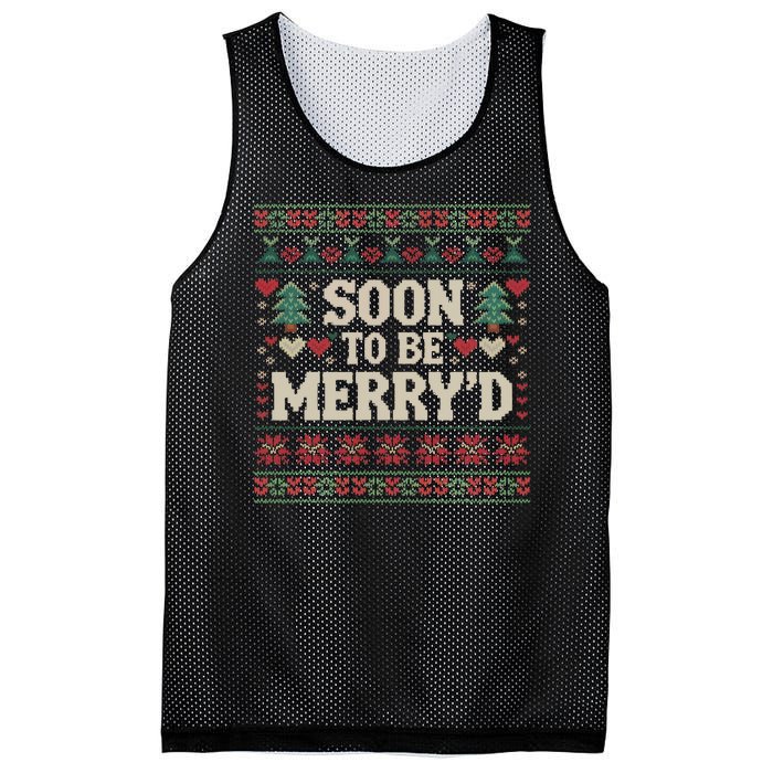 Soon To Be MerryD Engaged Couples Matching Ugly Christmas Mesh Reversible Basketball Jersey Tank