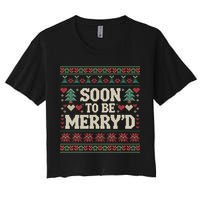 Soon To Be MerryD Engaged Couples Matching Ugly Christmas Women's Crop Top Tee