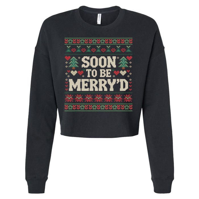 Soon To Be MerryD Engaged Couples Matching Ugly Christmas Cropped Pullover Crew