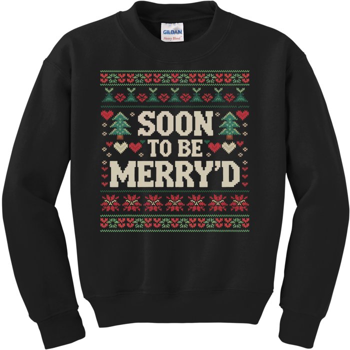 Soon To Be MerryD Engaged Couples Matching Ugly Christmas Kids Sweatshirt