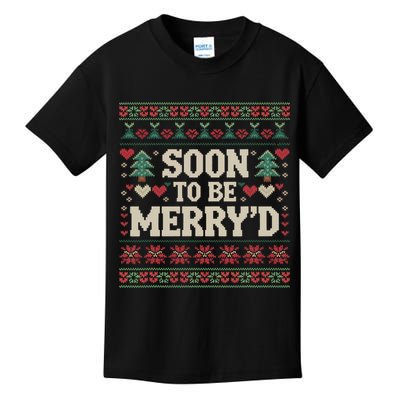 Soon To Be MerryD Engaged Couples Matching Ugly Christmas Kids T-Shirt