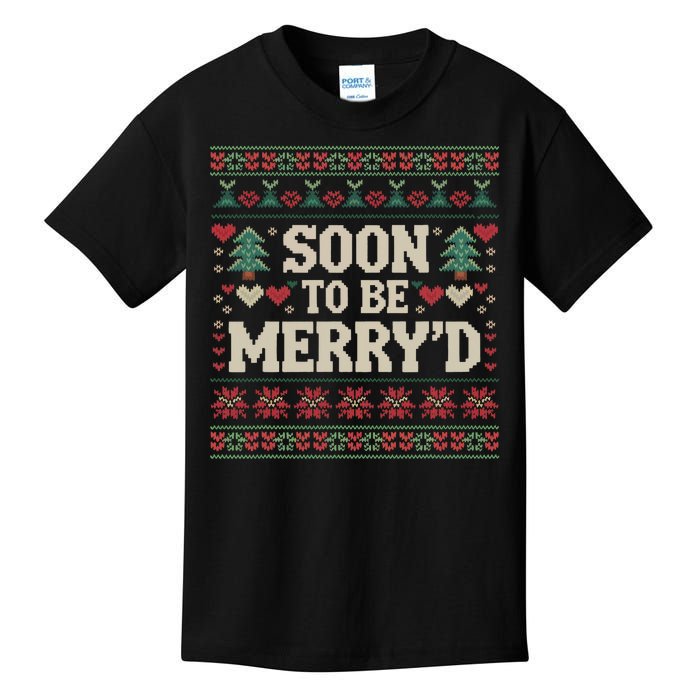 Soon To Be MerryD Engaged Couples Matching Ugly Christmas Kids T-Shirt