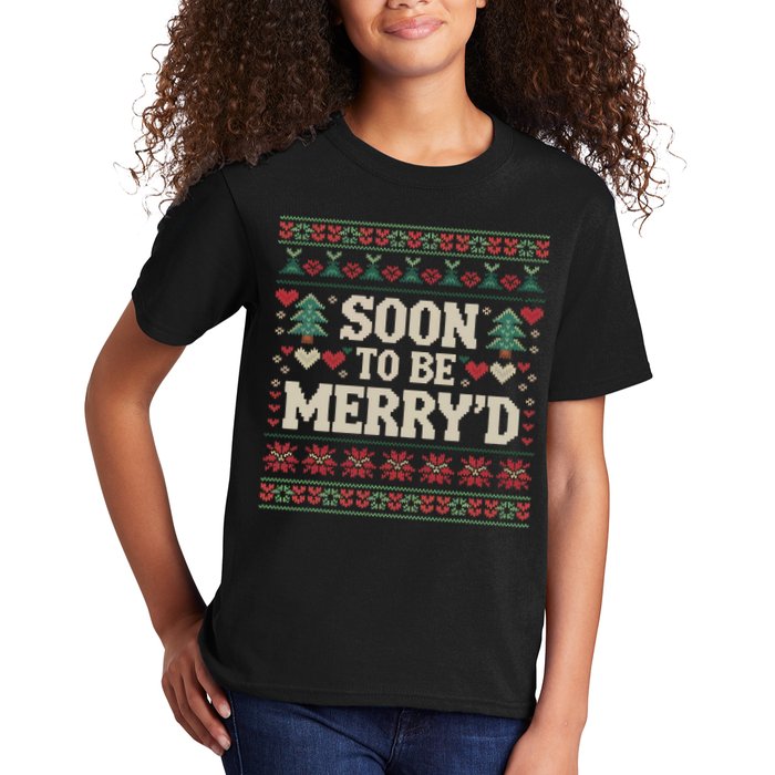 Soon To Be MerryD Engaged Couples Matching Ugly Christmas Kids T-Shirt