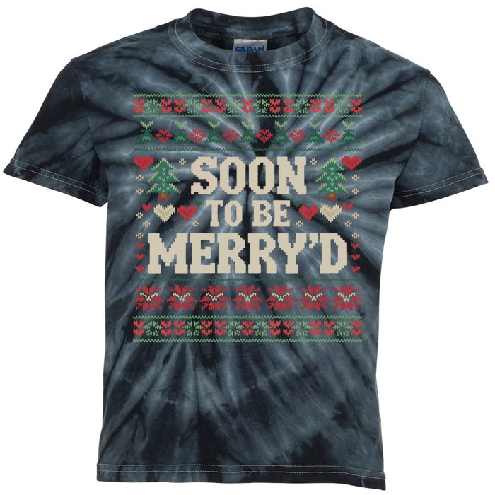 Soon To Be MerryD Engaged Couples Matching Ugly Christmas Kids Tie-Dye T-Shirt