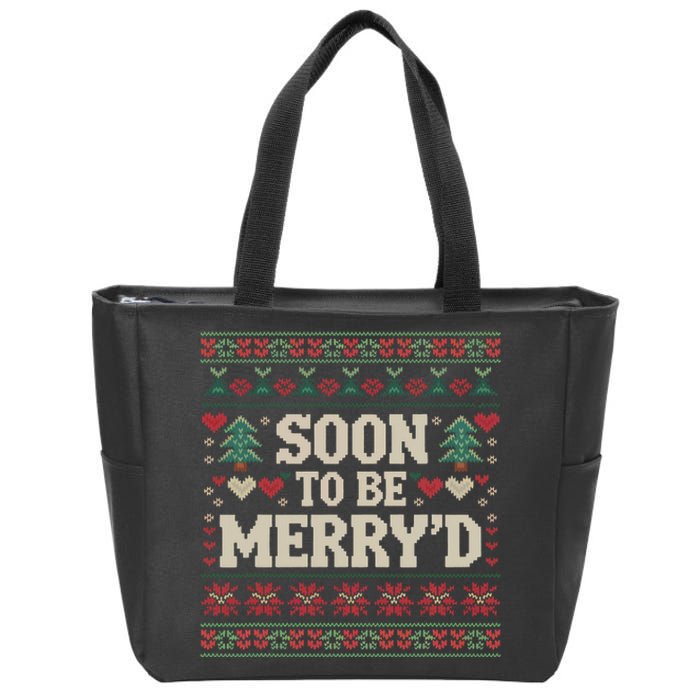 Soon To Be MerryD Engaged Couples Matching Ugly Christmas Zip Tote Bag