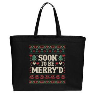 Soon To Be MerryD Engaged Couples Matching Ugly Christmas Cotton Canvas Jumbo Tote