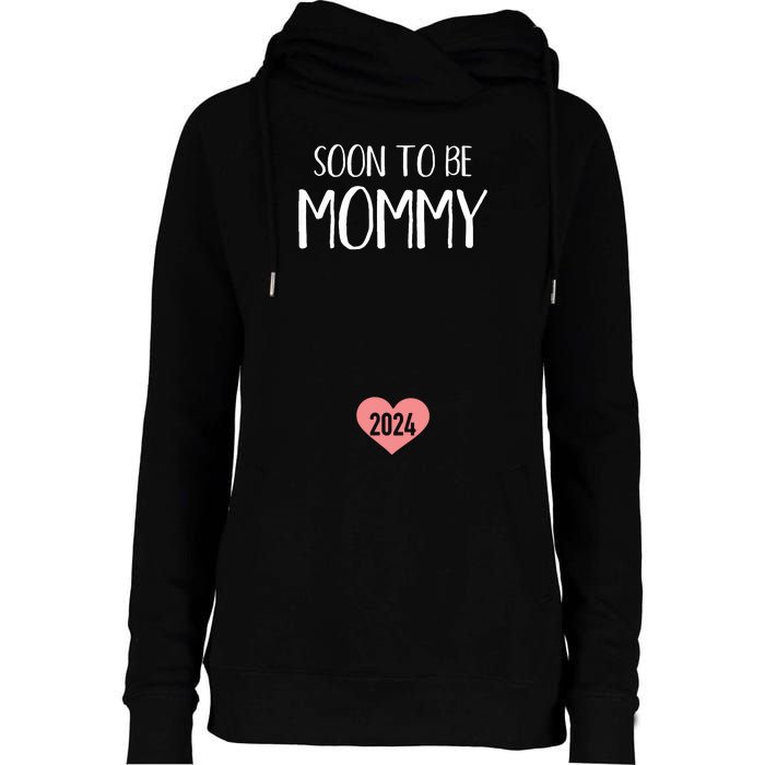 Soon To Be Mommy 2024 For New Mom Womens Funnel Neck Pullover Hood