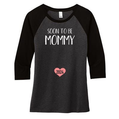 Soon To Be Mommy 2024 For New Mom Women's Tri-Blend 3/4-Sleeve Raglan Shirt