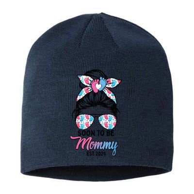 Soon To Be Mommy Est 2024 Messy Bun Pregnancy Announcement Sustainable Beanie