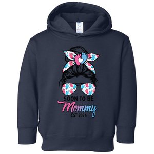 Soon To Be Mommy Est 2024 Messy Bun Pregnancy Announcement Toddler Hoodie