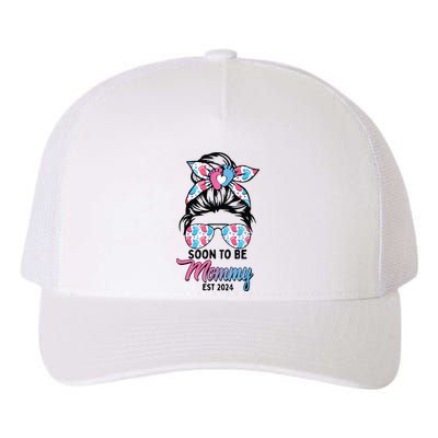 Soon To Be Mommy Est 2024 Messy Bun Pregnancy Announcement Yupoong Adult 5-Panel Trucker Hat