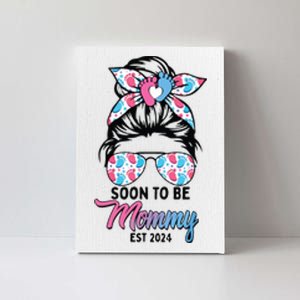 Soon To Be Mommy Est 2024 Messy Bun Pregnancy Announcement Canvas