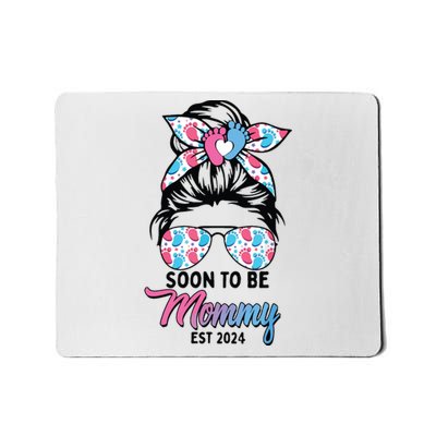 Soon To Be Mommy Est 2024 Messy Bun Pregnancy Announcement Mousepad