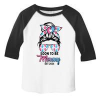 Soon To Be Mommy Est 2024 Messy Bun Pregnancy Announcement Toddler Fine Jersey T-Shirt